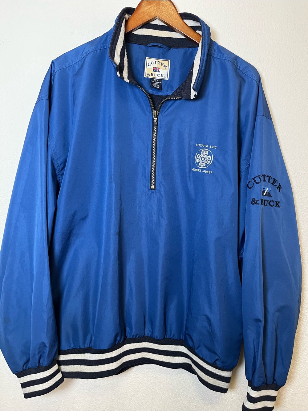 Vintage Cutter & Buck Men's Blue Half-Zip Pullover Jacket